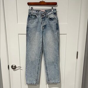 Revice Baby Crossover Jeans Joey Wash Asymmetrical Fly 90s Straight Leg Sz 25